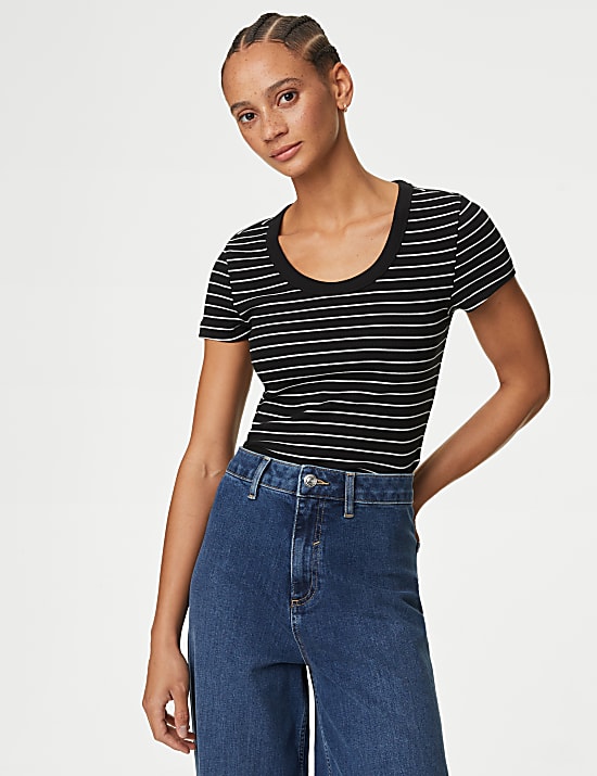 Cotton Rich Striped Ribbed T-Shirt