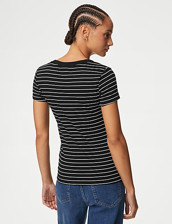 Cotton Rich Striped Ribbed T-Shirt