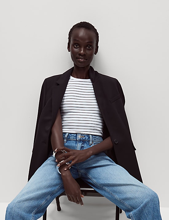 Cotton Rich Striped Ribbed T-Shirt