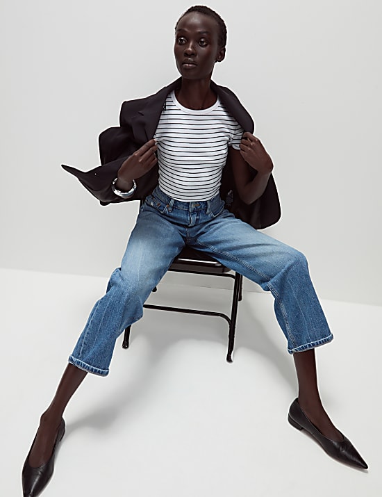 Cotton Rich Striped Ribbed T-Shirt