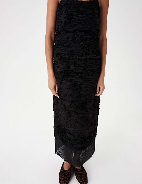 Georgette Textured Layered Midi Cami Dress