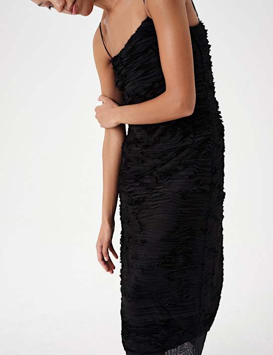 Georgette Textured Layered Midi Cami Dress