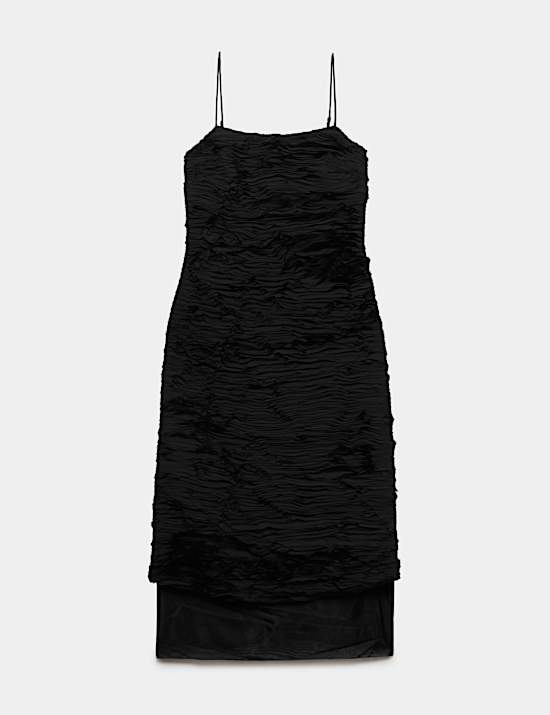 Georgette Textured Layered Midi Cami Dress