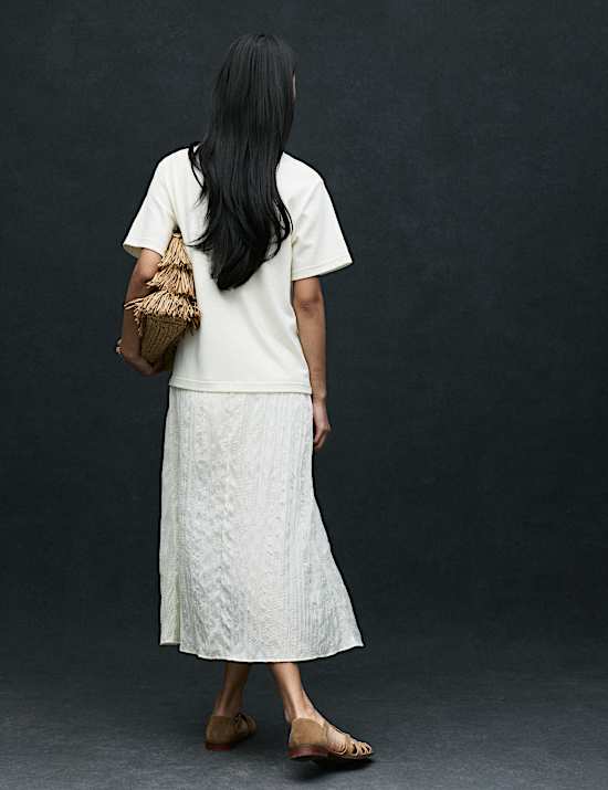 Cotton Rich Sheer Panel T-Shirt Dress