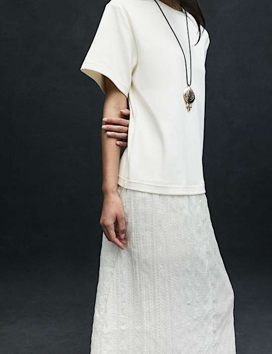 Cotton Rich Sheer Panel T-Shirt Dress