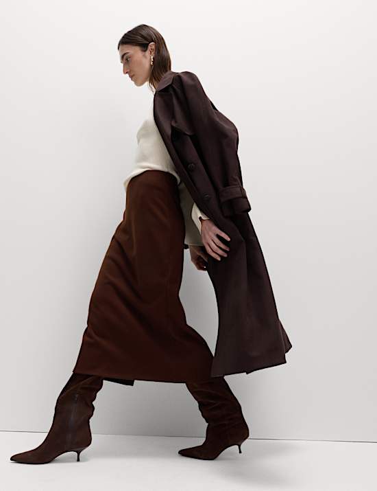 Bequemer Midi-Bleistiftrock aus Baumwollmix