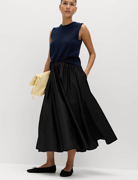 Taffeta Midi Circle Skirt