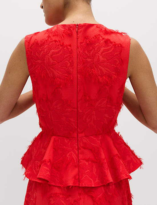 Jacquard Midaxi Waisted Dress