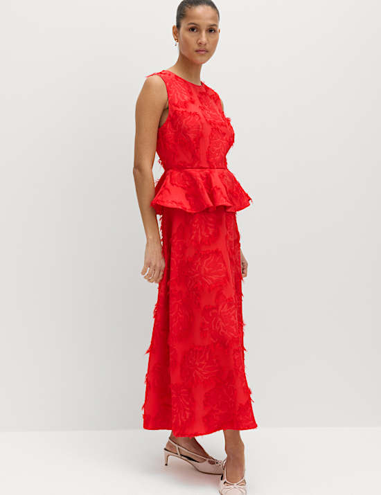 Jacquard Midaxi Waisted Dress