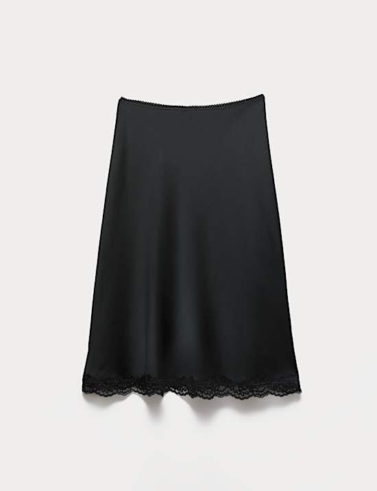 Lace Detail Knee Length Slip Skirt