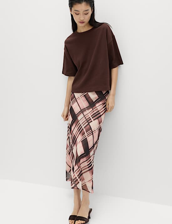 Chiffon Checked Midaxi Slip Skirt