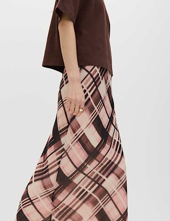 Chiffon Checked Midaxi Slip Skirt