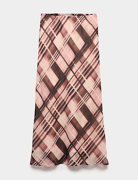 Chiffon Checked Midaxi Slip Skirt