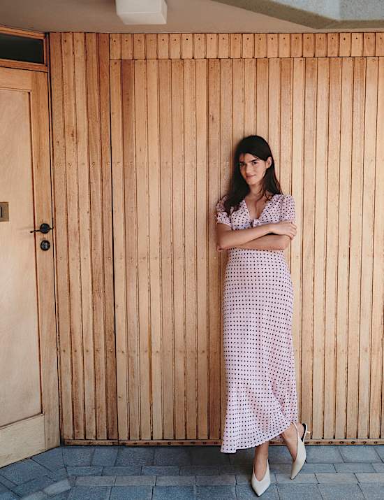 Polka Dot Puff Sleeve Midaxi Tea Dress