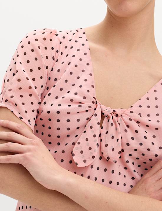 Polka Dot Puff Sleeve Midaxi Tea Dress