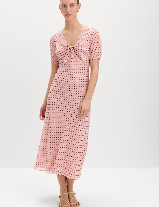 Polka Dot Puff Sleeve Midaxi Tea Dress
