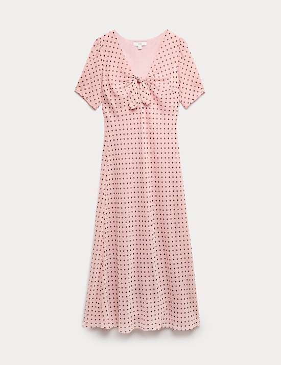Polka Dot Puff Sleeve Midaxi Tea Dress