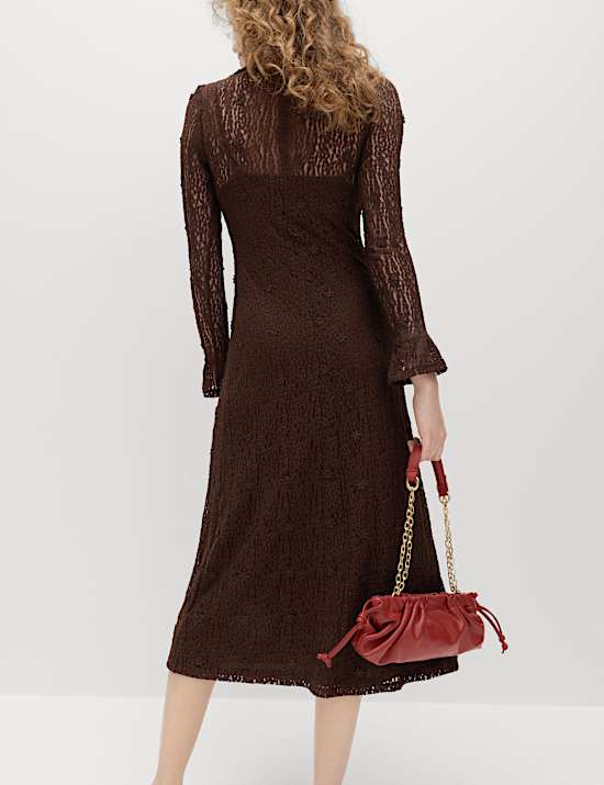 Jersey Floral Lace Midaxi Bodycon Dress