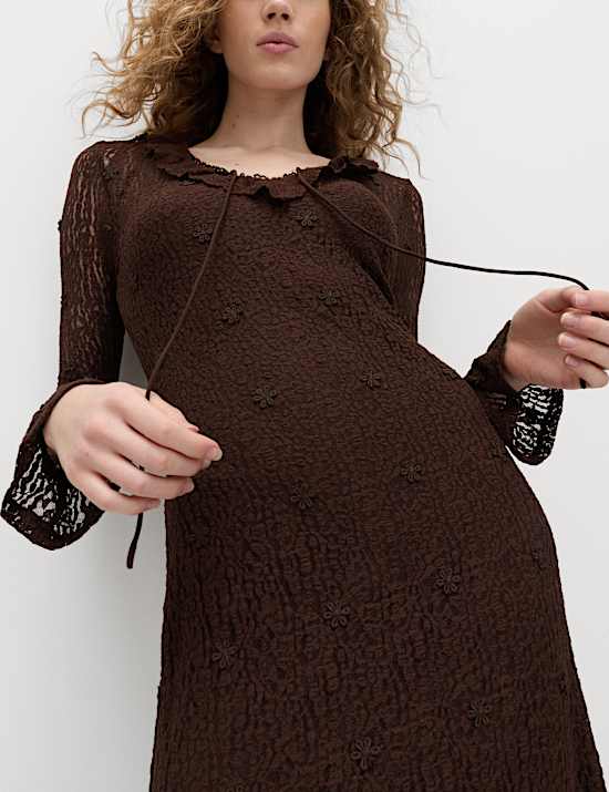Jersey Floral Lace Midaxi Bodycon Dress
