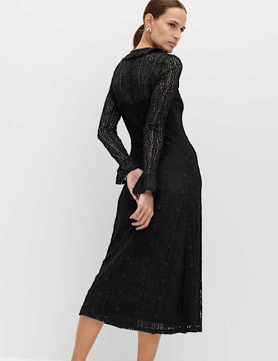 Jersey Floral Lace Midaxi Bodycon Dress