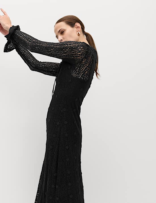 Jersey Floral Lace Midaxi Bodycon Dress