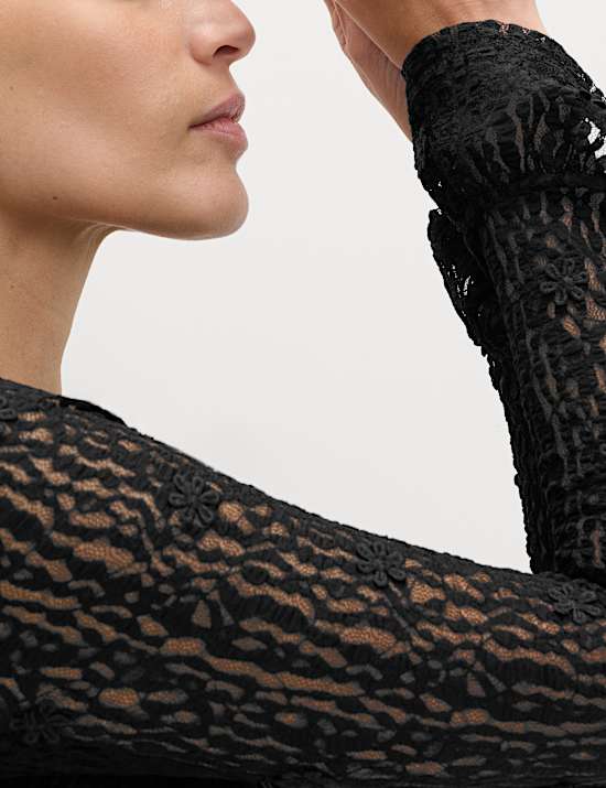 Jersey Floral Lace Midaxi Bodycon Dress