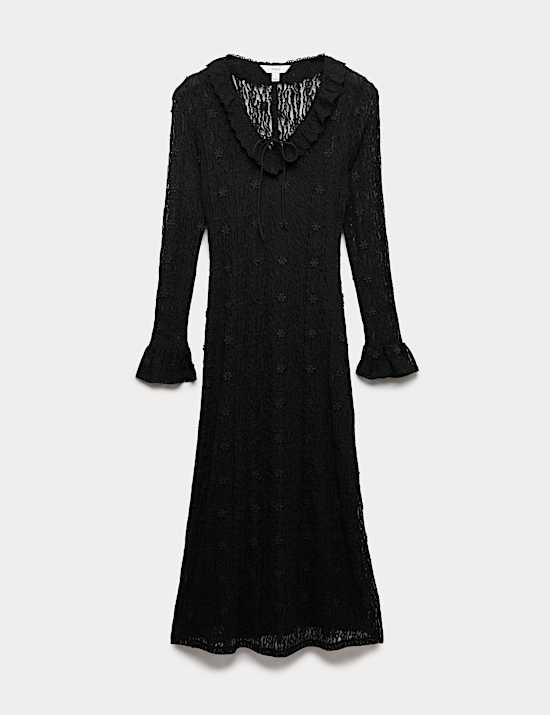 Jersey Floral Lace Midaxi Bodycon Dress