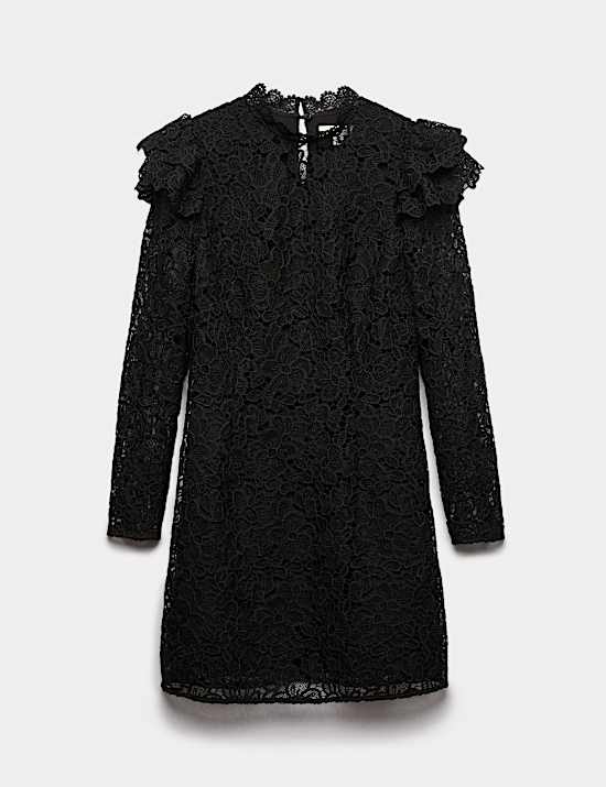 Lace High Neck Mini Column Dress