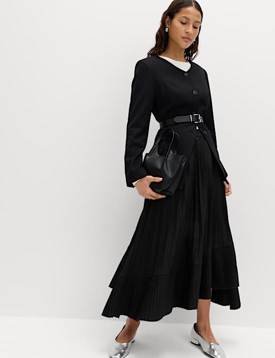 Asymmetrische midi-plooirok
