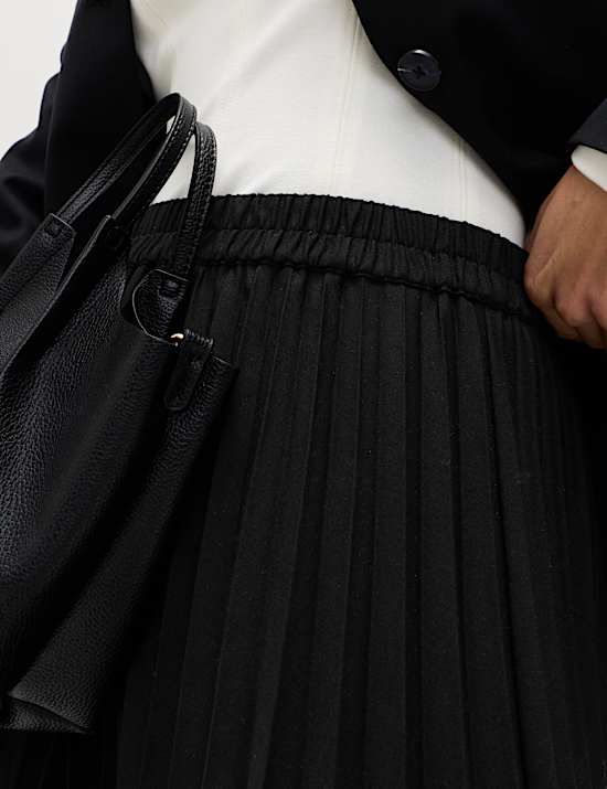 Asymmetrische midi-plooirok