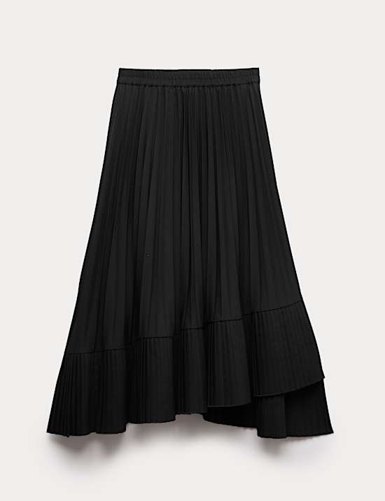 Asymmetrische midi-plooirok