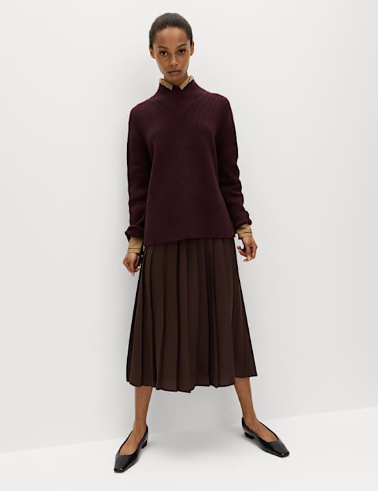 Pleated A-Line Skirt