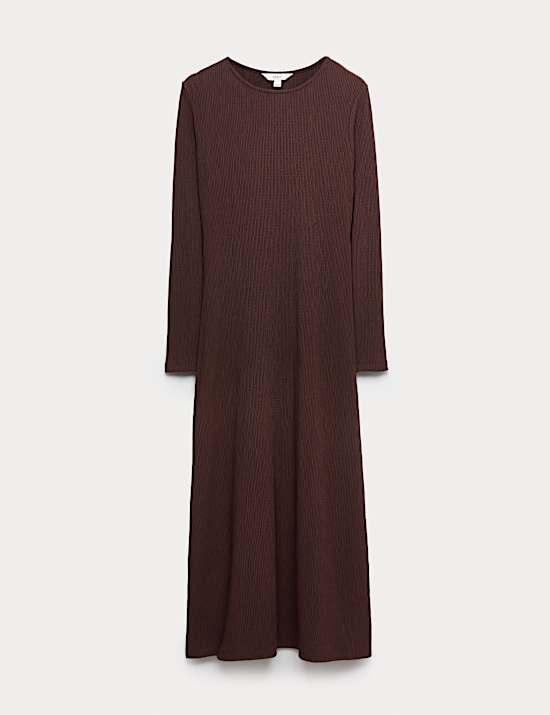 Robe patineuse midaxi en jersey pliss&eacute;