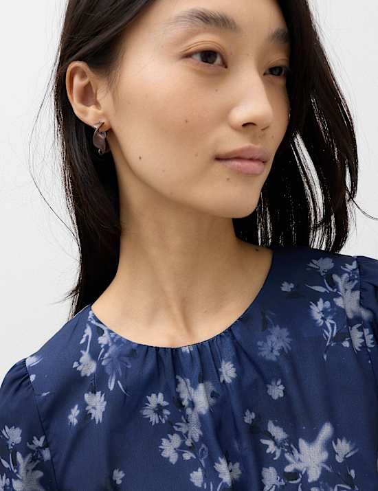 Floral Round Neck Midi Tea Dress