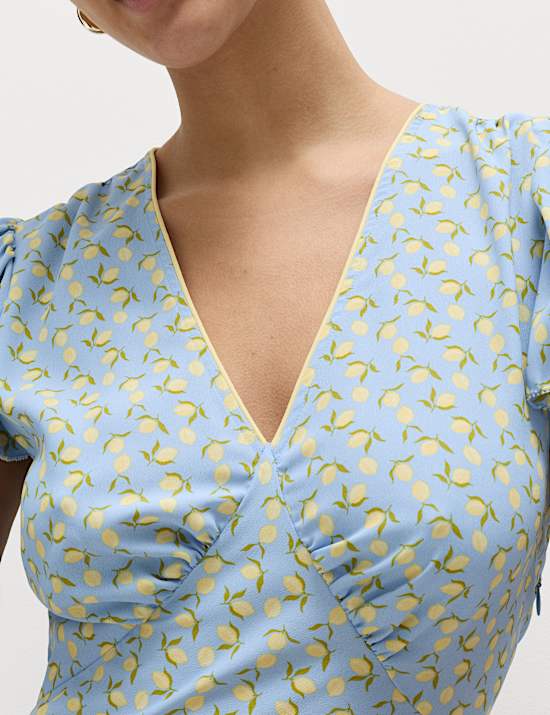 Printed Floral Mini Tea Dress