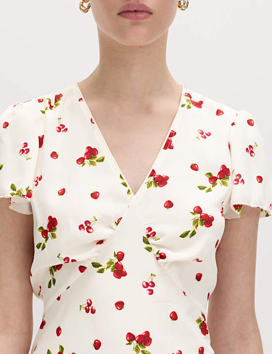 Robe coupe courte &agrave; imprim&eacute; fleuri