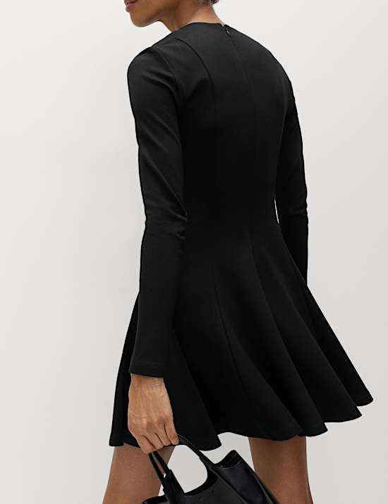 Jersey Crew Neck Mini Skater Dress