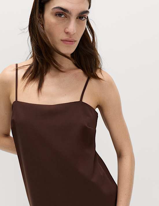 Strappy Midi Drop Waist Column Dress