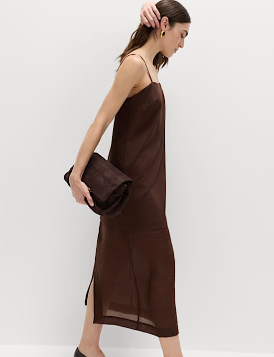 Strappy Midi Drop Waist Column Dress