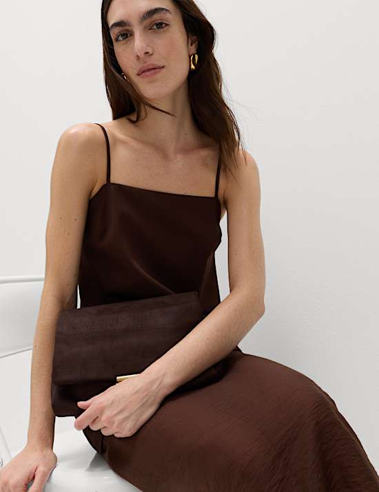 Strappy Midi Drop Waist Column Dress