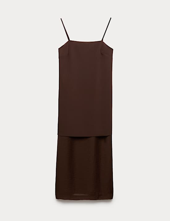 Strappy Midi Drop Waist Column Dress