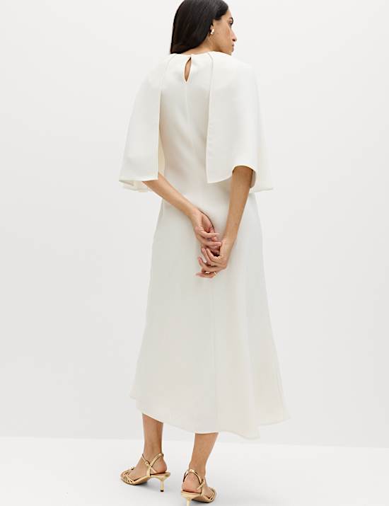 Midaxi-S&auml;ulenkleid mit Cape-Detail