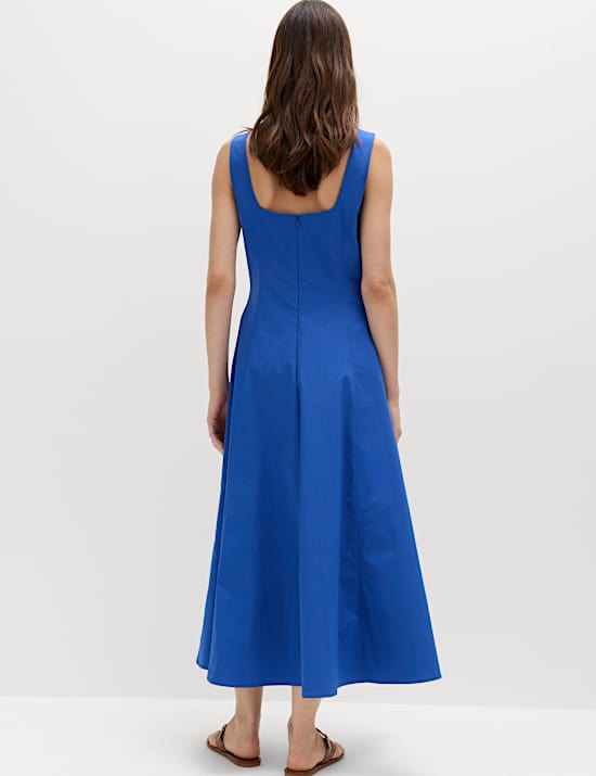 Cotton Rich Panel Midi Waisted Skater Dress