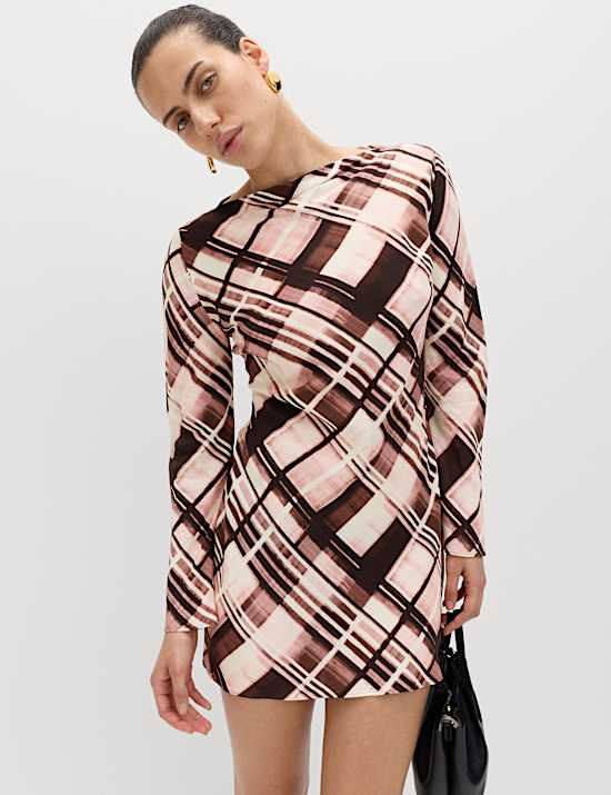 Checked Mini Slip Dress