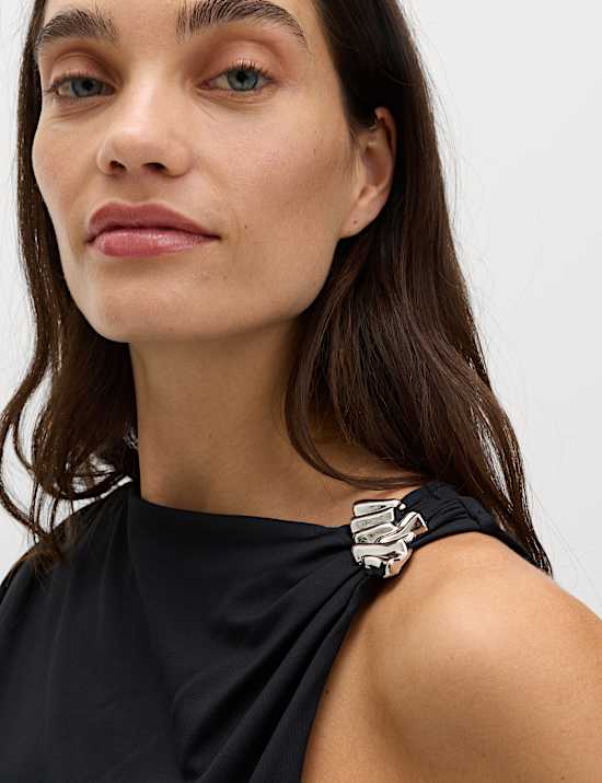 Midaxi-Bodycon-Kleid aus Jersey mit Metalldetails