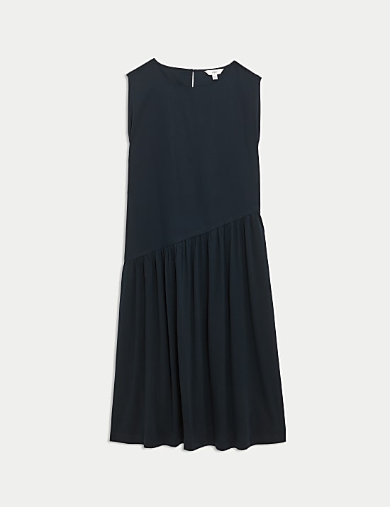 Pure Cotton Tiered Midi Relaxed Dress