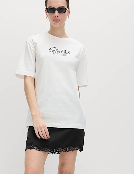 Lace Insert Mini Slip Skirt