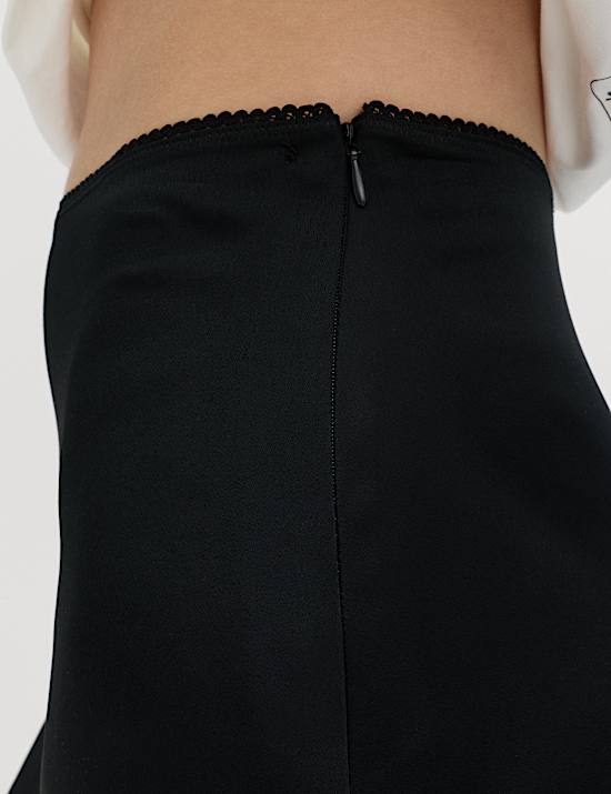 Lace Insert Mini Slip Skirt