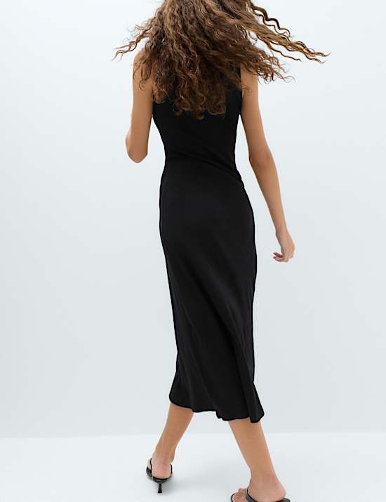 Cotton Rich Ribbed Midi Column Dress