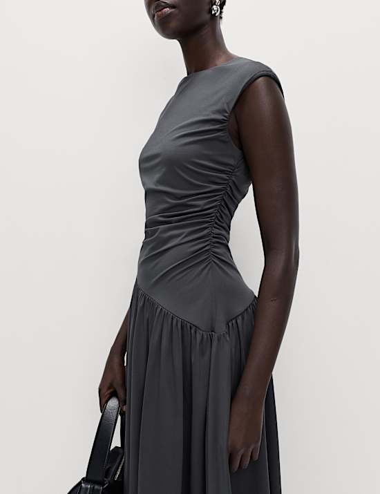 Jersey Dropped Waist Midi Dress